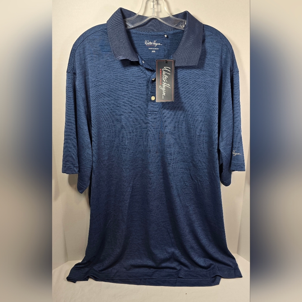 Walter Hagen Essentials Short Sleeve Space Dye Polo Shirt Golf Mens XXL Blue NWT